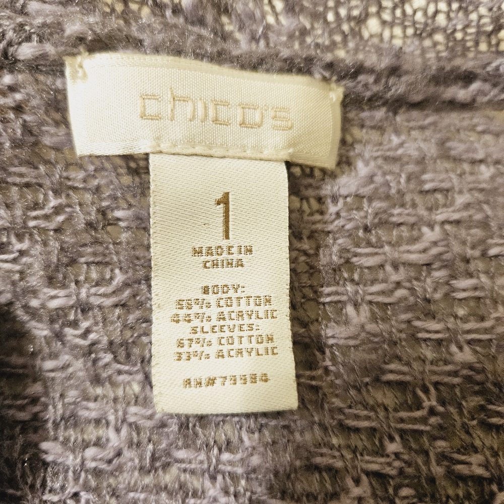 Chico's Open Front Knit Cardigan Sweater Size 1 Lilac - Picture 3 of 4